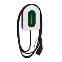 Φορτιστής τοίχου Schneider Electric Schneider Charge με ενσωματωμένο καλώδιο φόρτισης Type 2, διαθέσιμος σε μονοφασική έκδοση 7,4 kW ή τριφασική 11 kW για ηλεκτρικά οχήματα.